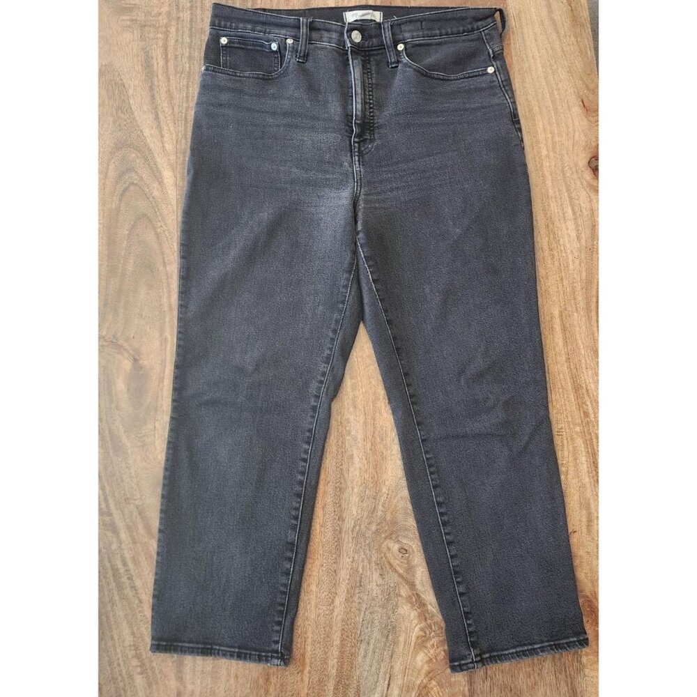 Madewell Jeans Womens 30 Washed Black Classic Straight Stretch Denim Style J2054